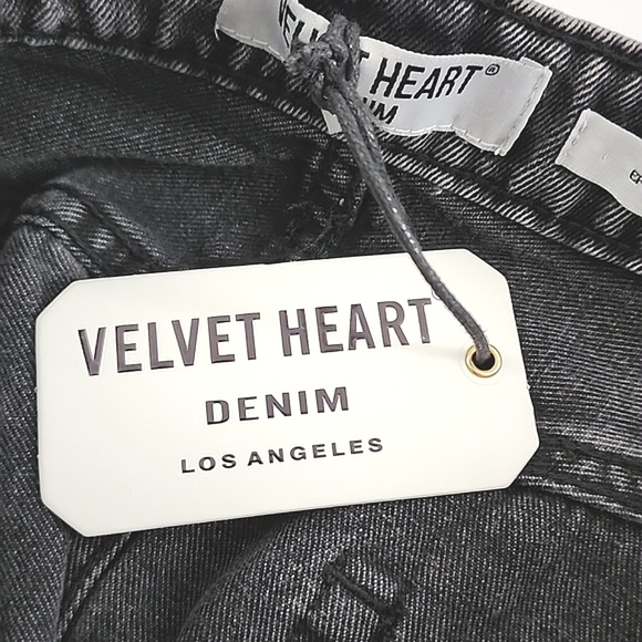 Velvet Heart Women's Effie Denim Midi Skirt Stretch Front Split Frayed Hem Sz 26 - Picture 13 of 16